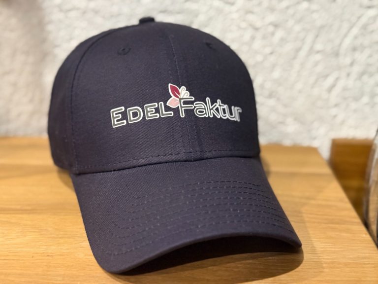 Cap mit Logo Edelfaktur Cap mit Flexfolien bedruckt mit Logo Edelfaktur